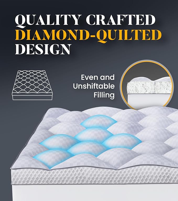3 Inch Ultra-Fluffy Memory Foam Mattress Topper Cal King for Back Pain, Extra Soft Pillow Top Cal King Mattress Topper with 4X Support, Mattress Pad with Breathable Air Mesh Sides, 6-21'' Deep Pocket
