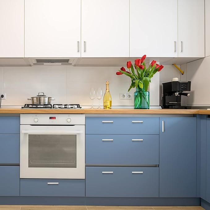 Ravinte 32 Pack 4 Inch Kitchen Square Cabinet Handles Satin Nickel Pulls Brushed Nickel Kitchen Cabinet Hardware Handles for Cupboard Drawer Pulls