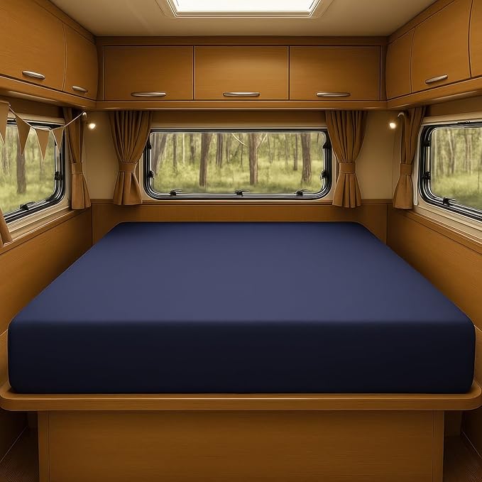 Foamma 7” x 39” x 75” Water Resistant RV Bunk Mattress, Firm High Density Foam, Comfortable and Durable Polyester Navy Blue Cover