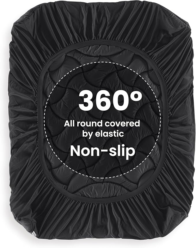 SLEEP ZONE Cooling Mattress Topper California King, Premium Zoned Cool Mattress Pad Cover, Padded Mattress Protector Breathable Washable, Deep Pocket 8-21" (Black, Cal King)