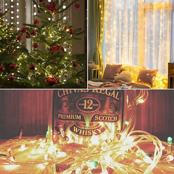 2 Pack 22.6ft 66 Led Battery Powered String Lights, IP65 Waterproof 8 Modes Twinkle Fairy Lights with Timer for Bedroom, Garden, Party, Christmas Tree Indoor Outdoor Decorations,Warm White