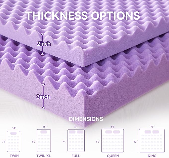 SINWEEK 1.5 Inch Egg Crate Memory Foam Mattress Topper Queen Size, Soft Mattress Pad for Back Pain Relief, Bed Topper, CertiPUR-US Certified