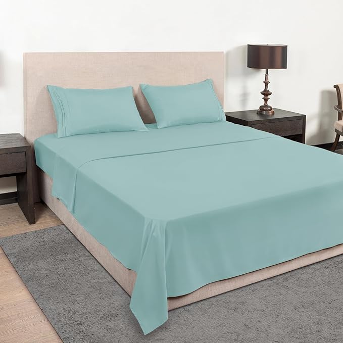 Mejoroom Twin XL Sheet Set - Hotel Luxury Microfiber Sheet & Pillowcase Sets Fits College Dorm Room Mattress - Soft, Breathable, Wrinkle & Fade Resistant - 3 Piece (Grayish Green)
