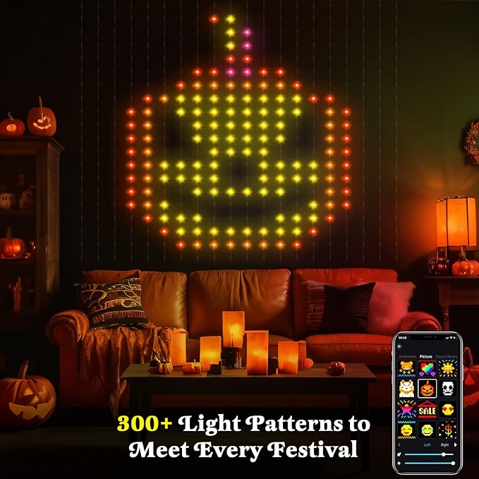 Smart Curtain Lights, Color Changing 400 LED Curtain Lights 6.6 * 6.6 FT, RGB DIY String Fairy Light for Bedroom Backdrop Party Indoor Outdoor Christmas Decoration (APP +Remote Control)