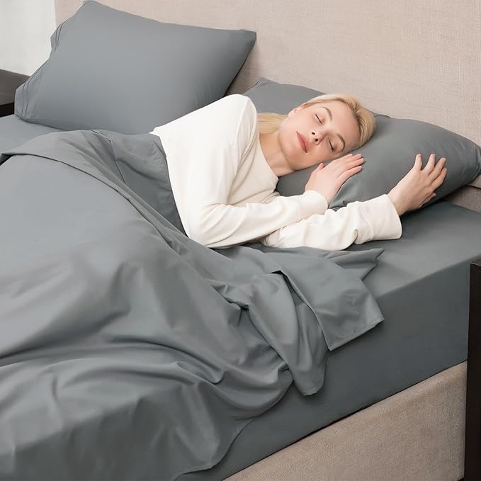 Mejoroom California King Size Sheet Set - Soft Microfiber Bed Sheets,Deep Pocket Fitted Sheet, Breathable, Wrinkle & Fade Resistant - 4 Piece (California King, Gray)