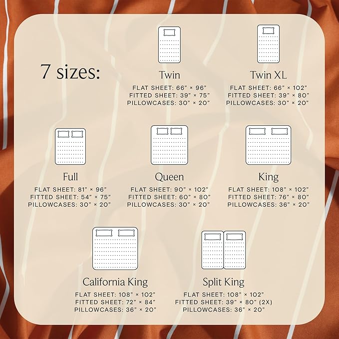 LuxClub 4 PC Sheet Set Bed Sheets Deep Pockets 16" Wrinkle Free Cooling Machine Washable Hotel Bedding Silky Soft - Striped-Autumn Orange Queen