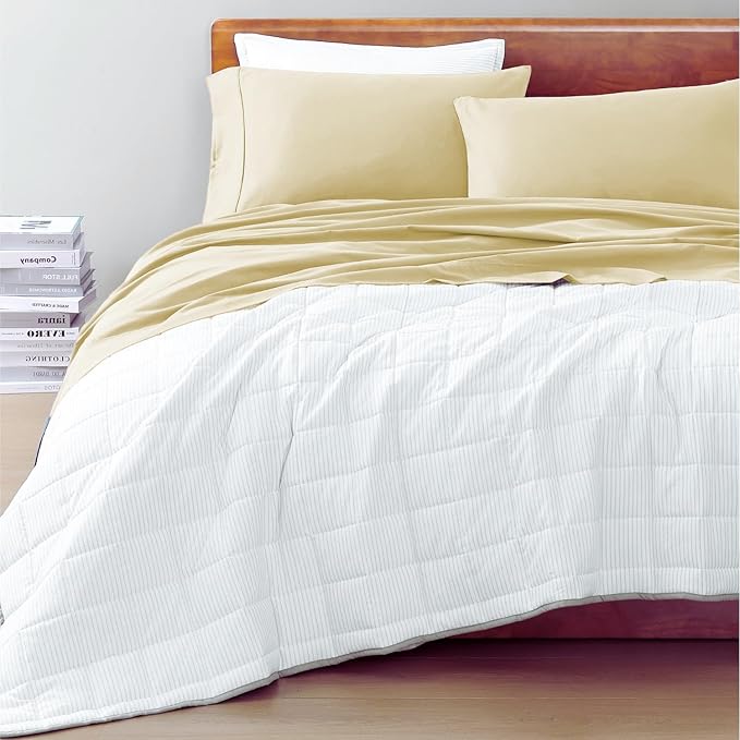 LANE LINEN 100% Organic Cotton King Size Bed Sheets, All Season Soft & Comfy Fully Elasticized Mercized Cotton King Sheets, 15" Deep Pocket Luxury Bed Sheets King Size- Vanilla