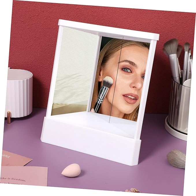 FRCOLOR Non Reversing Mirror Fine Cosmetic Makeup Standing Vanity Mirror Small Travel Home Desktop Tabletop Mirror