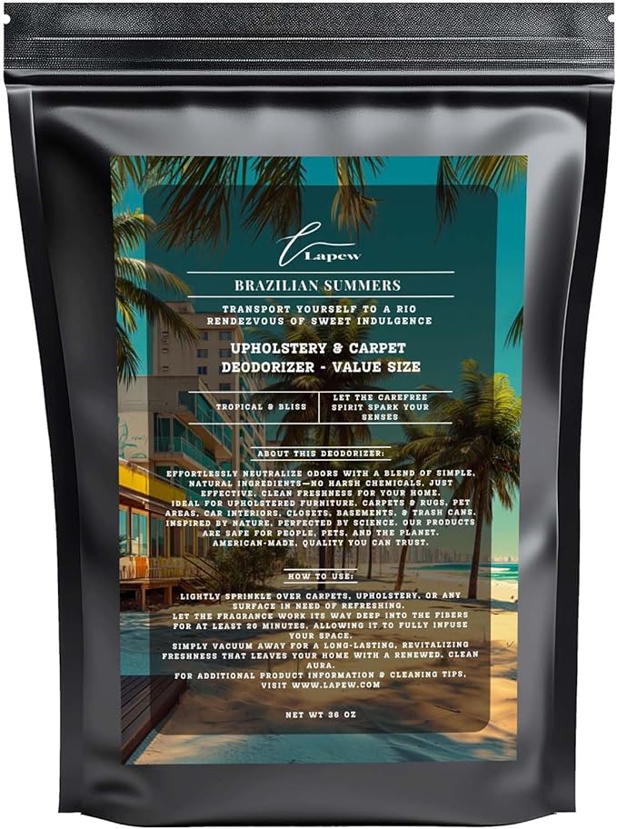 Brazilian Summers Carpet Freshener Powder Refill 36 oz | Powerful Odor Eliminator for Home | Upholstery Deodorizer | Carpet Deodorizer | Pet Urine | Cat Litter Box | Brazilian Crush Fragrance