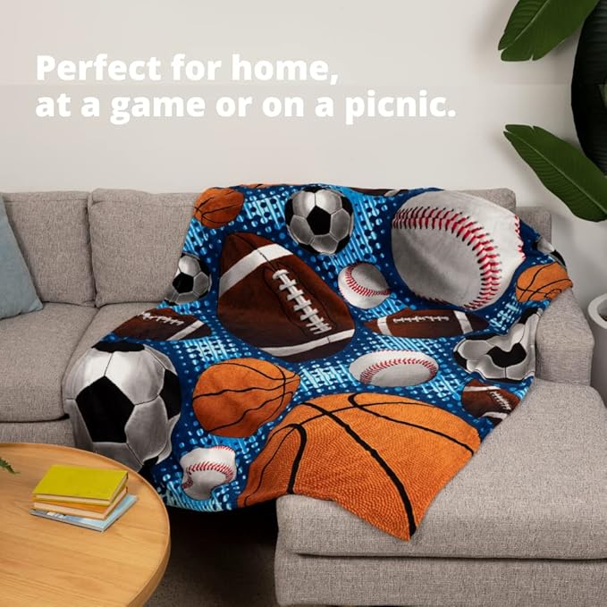 Dawhud Direct Sports Fleece Blanket for Bed, 50x60 Inches Sports Fan Fleece Throw Blanket for Adults and Kids - Soft Plush Blanket - Queen Size
