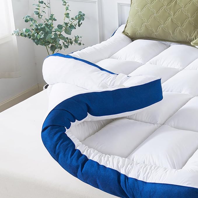 WhatsBedding 5 Inch Memory Foam Queen Mattress Topper 100% Cotton Top, Filled with Breathable & Soft Memory Foam Pillow Top,4 Elastic Straps, 80x60x5 Inch, Queen