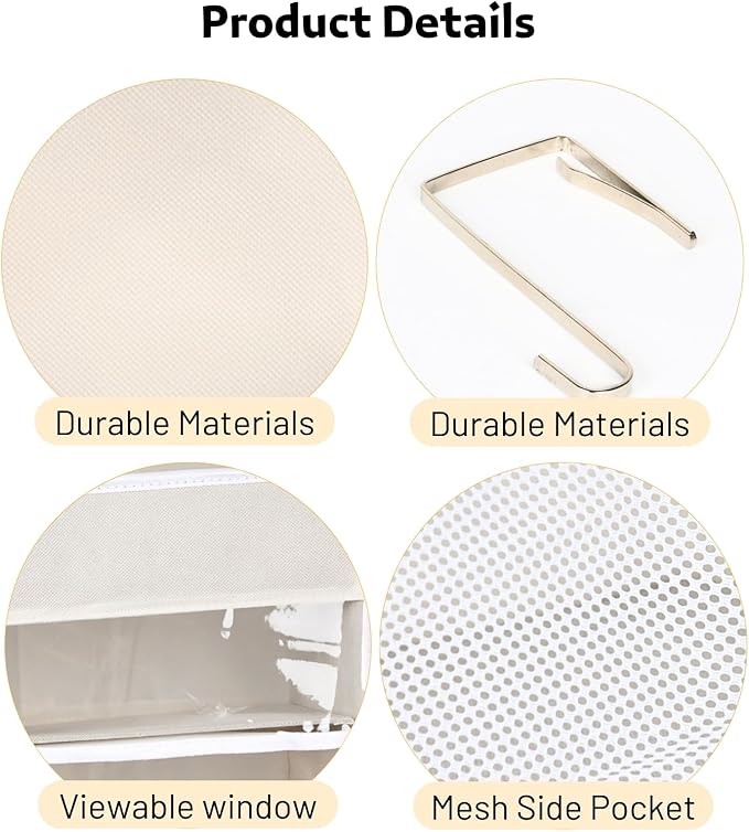 Ofiray-home Over the Door Organizer 5 Tiers,Extra Large Behind Door Storage of 10 Compartments,80 lbs Weight Capacity Over the Door Storage, Door Hanging Organizer for Closet, Diaper Organizer, Beige