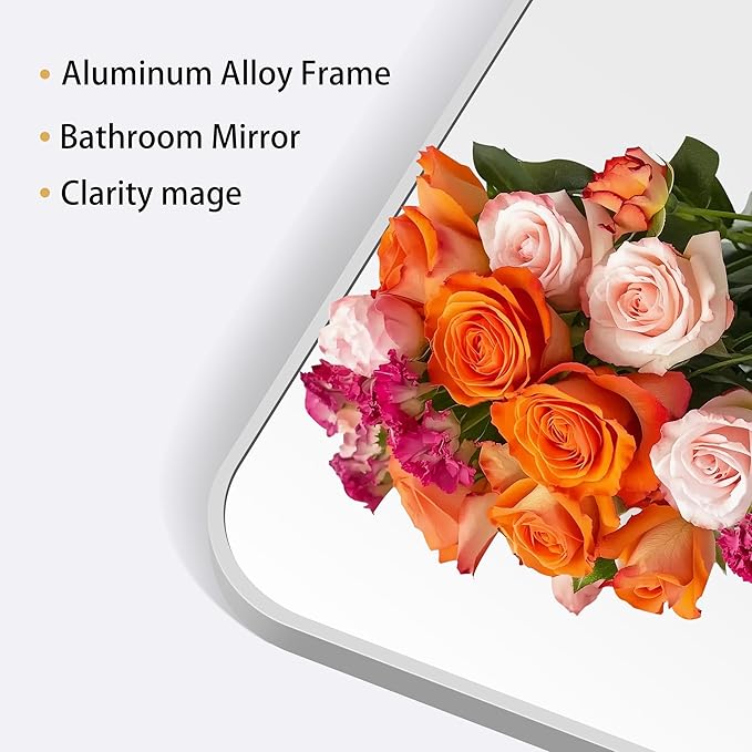 40" x 36"Bathroom Mirror, Silver Wall Mirror with Metal Frame, Decorative Rectangular Vanity Mirror for Bedroom Bathroom Living Room Entryway (Horizontal/Vertical)