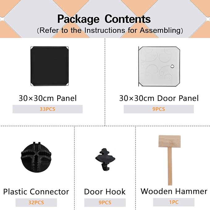 C&AHOME Cube Storage Organizer with Doors, 9-Cube Shelves, Closet Cabinet, DIY Plastic Modular Bookshelf, Storage Shelving Ideal for Bedroom, Living Room, 36.6”L x 12.4”W x 36.6”H Black USHS3009B-DOOR