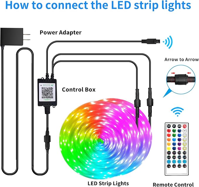 500ft Outdoor LED Strip Lights Waterproof,IP68 Outside Led Light Strips Waterproof,Color Changing with App/Remote Control,Music Sync RGB Outdoor Led Rope Lights for Bedroom(2 rolls of 250ft )