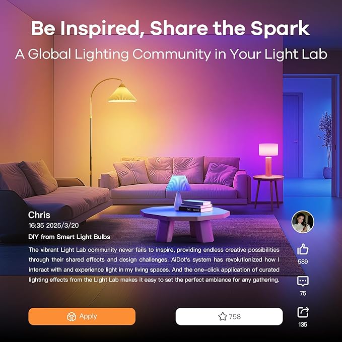 OREiN Matter Smart Light Bulb, Smart Light Bulbs with Remote Control Work with Apple Home, Alexa, Google Home, SmartThings, Color Changing Light Bulbs 2.4Ghz WiFi, 800 Lumens Equivalent 60W 2Pack
