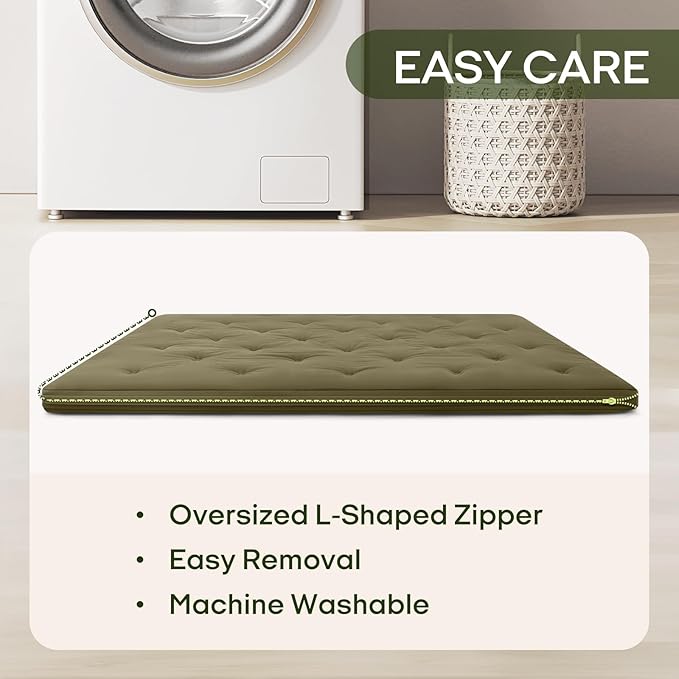 ZonLi Japanese Floor Futon Mattress Queen Size 80"x 60", 100% Cotton Cover 2.5'' Thicken Tatami Mattress, Foldable Sleeping Pad, Portable Dormitory Tatami Mat, Roll Up Floor Lounger Bed for Adult