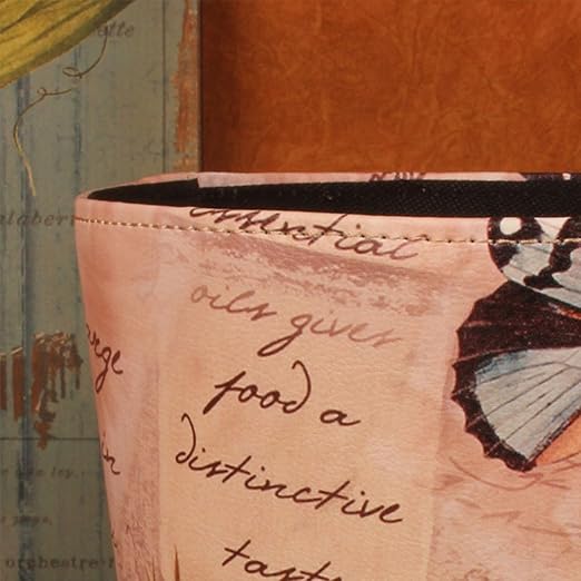 10L/2.64 Gallon Trash Can, Decorative Waste Basket, PU Leather Waste Paper Basket, Waterproof Garbage Can for Bathroom, Bedroom, Office, Kitchen and Living Room - Butterfly and Rose
