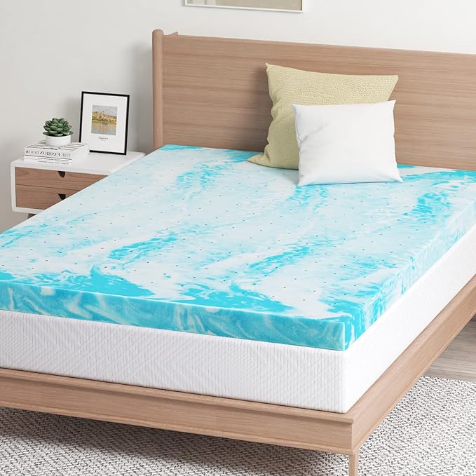 EGO Topper 4 Inch Cal King Memory Foam Mattress Topper, Cooling Gel Foam Mattress Topper for Pressure Relief, Ventilated Design Bed Topper in a Box, CertiPUR-US Certified, 74"x82", California King