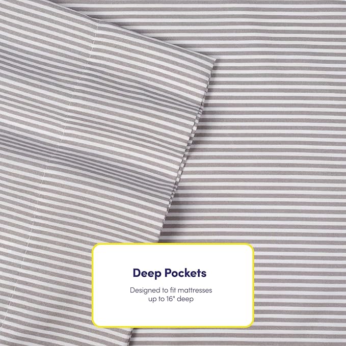 Twin Size Bed Sheets - 4 Piece 1500 Supreme Collection Fine Brushed Microfiber Deep Pocket Twin Sheet Set Bedding - 1 EXTRA PILLOW CASES, GREAT VALUE, Twin, Classic Stripe Navy