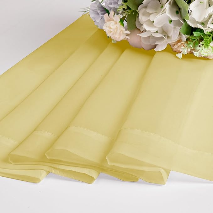 Chyhomenyc Mustard Yellow Sheer Curtains 84 Inch Length 2 Panels, Light Filtering Soft Airy Voile Rod Pocket Sheer Window Drapes for Bedroom Living Room, Each 42Wx84L Inches