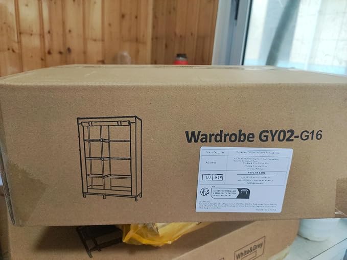 Buzowruil Portable Closet Wardrobe - 6-Shelf Storage with Hanging Rail, Non-Woven Fabric, Dust-Resistant, Easy Assembly, Space-Saving Design, Grey