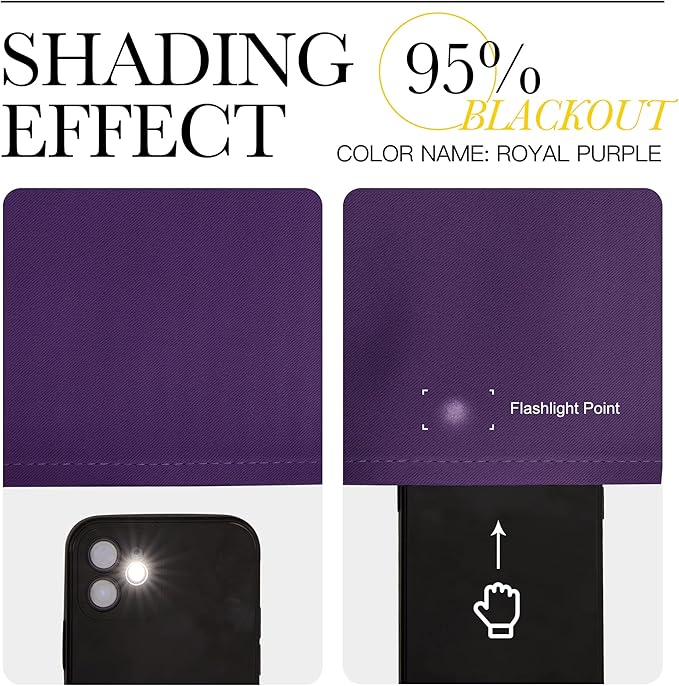 NICETOWN Blackout Royal Purple Doorway Curtains - Solid Thermal Insulated Grommet Room Darkening Privacy Window Drapes Sound Dampening for Bedroom/Living Room (W46 x L80, 2 Panels)