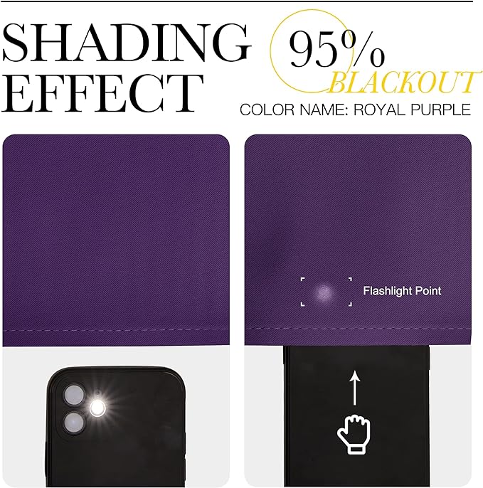 NICETOWN Blackout Bedroom Curtains 66 inches Long, Grommet Light Reducing Thermal Window Treatments Solid Room Darkening for Living Room, Set of 2, W66 x L66, Royal Purple