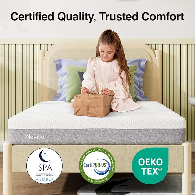 Novilla Twin Mattress, 6-Inch Gel Memory Foam Mattress for Cool Night Sleep & Pressure Relief, Medium Firm Twin Size in a Box, Bliss