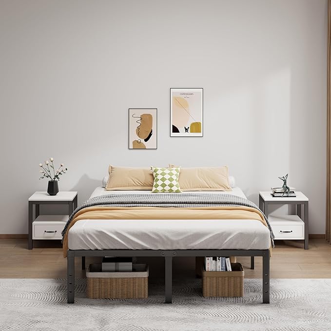 Metal Bed Frame King Size - 16 Inch Heavy-Duty King Platform Bed Frame No Box Spring Needed, Easy Assembly, Noise-Free, Sturdy Mattress Foundation, Underbed Storage Space
