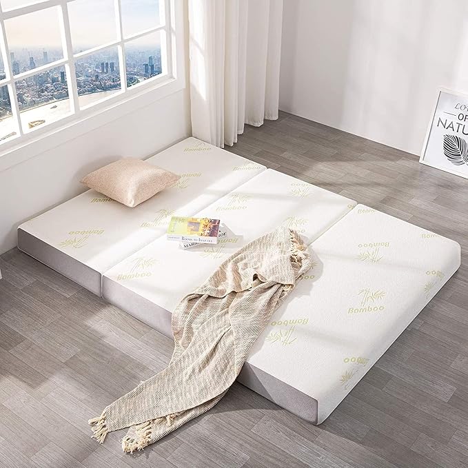 Inofia Full Folding Mattress, 6 Inch Trifold Memory Foam Mattress with Ultra Soft Removable Cover, Foldable & Portable Full Size Bed (73" x 52" x 6")