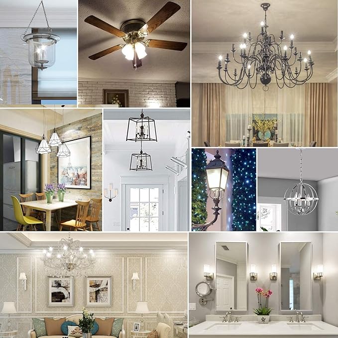 24-Pack Dimmable E12 LED Candelabra Bulbs 40Watt Equivalent, 5000K Daylight White, 450Lumens, 4W B11 Vintage Chandelier Light Bulbs, LED Filament Clear Glass Candle Lamp for Ceiling Fan Home Decor