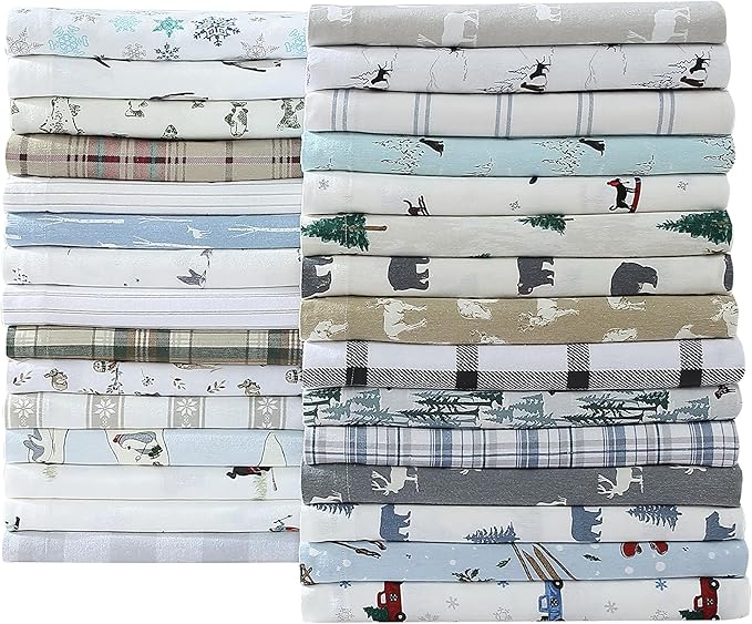 Eddie Bauer - Twin Sheets, Cotton Flannel Bedding Set, Brushed For Extra Softness, Cozy Home Decor (Dog Friends White, Twin)