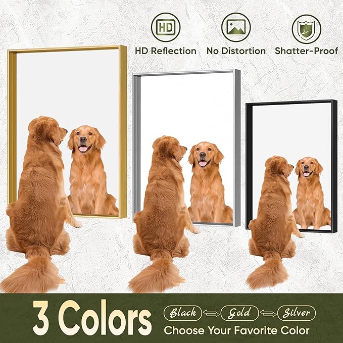 Suidia Bathroom Mirror, 24" x 32" Wall Mirror Metal Framed, Bathroom Vanity Mirror for Living Room Bedroom Bathroom Entryway, Black, Rect Corner Style