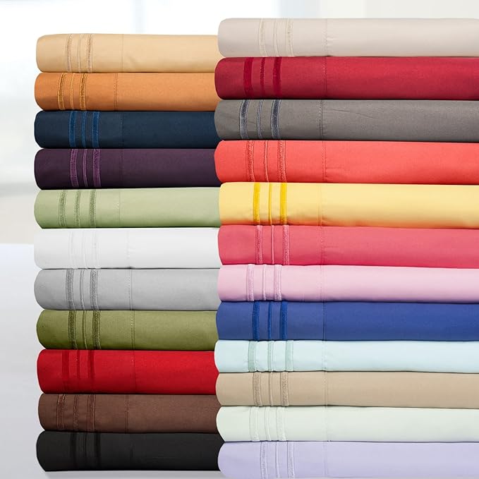 Sweet Home Collection 1800 Thread Count Sheet Set – Soft Egyptian Quality Brushed Microfiber Sheets – Luxury Bedding Set with Flat Sheet, Fitted Sheet, 2 Pillow Cases (Pack of 12)