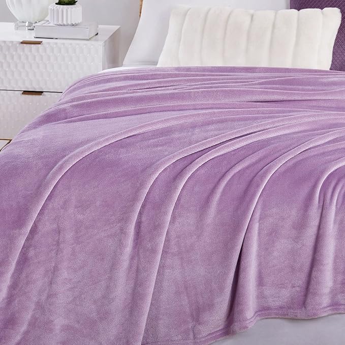 Walensee Fleece Blanket Plush Throw Fuzzy Lightweight (King Size 108x90 Lilac) Super Soft Microfiber Flannel Blankets for Couch, Bed, Sofa Ultra Luxurious Warm and Cozy for All Seasons