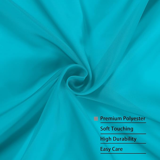OWENIE Sheer Curtains 63 inch Length 2 Panels Set, Rod Pocket Voile Fimly Sheer Drapes for Living Room/Bedroom, 2pcs, Each 42" W x 63" L,Marine Blue