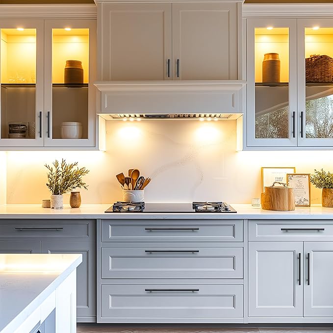 JOY DECOR 10 Pack Cabinet Handles, Black Cabinet Pulls, 3-3/4 in Hole Center Kitchen Hardware, Stainless Steel T Bar Handles for Dresser Drawers