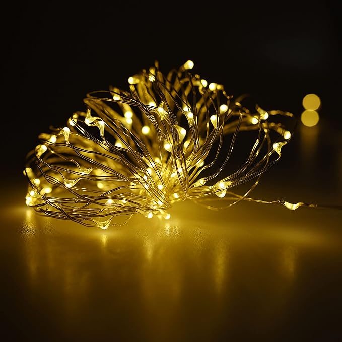 Karlling USB Plug in LED Fairy Lights,5 Packs of 100 LED Bulbs 33 Ft Silver Wire Waterproof Starry String Lights for Bedroom Patio Garden Party Wedding Commercial Lighting (Warm White)
