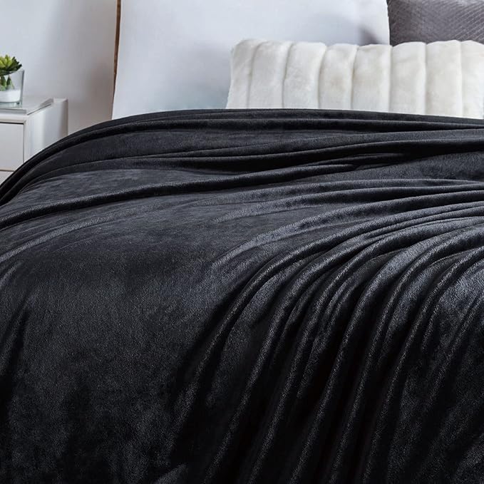 Walensee Fleece Blanket Plush Throw Fuzzy Lightweight (Twin Size 60x80 Black) Super Soft Microfiber Flannel Blankets for Couch, Bed, Sofa Ultra Luxurious Warm and Cozy for All Seasons