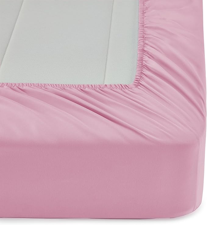 Amazon Basics 5 Piece Soft Microfiber Kid's Bed-in-a-Bag Bedding Set, Twin, Pink, Solid