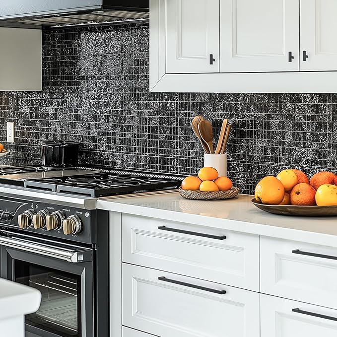 JOY DECOR 30 Pack Cabinet Handles, Black Cabinet Pulls, 12-3/5 Inch Kitchen Closet Handles Square Drawer Pulls Stainless Steel Drawer Hardware, 320mm Hole Centers