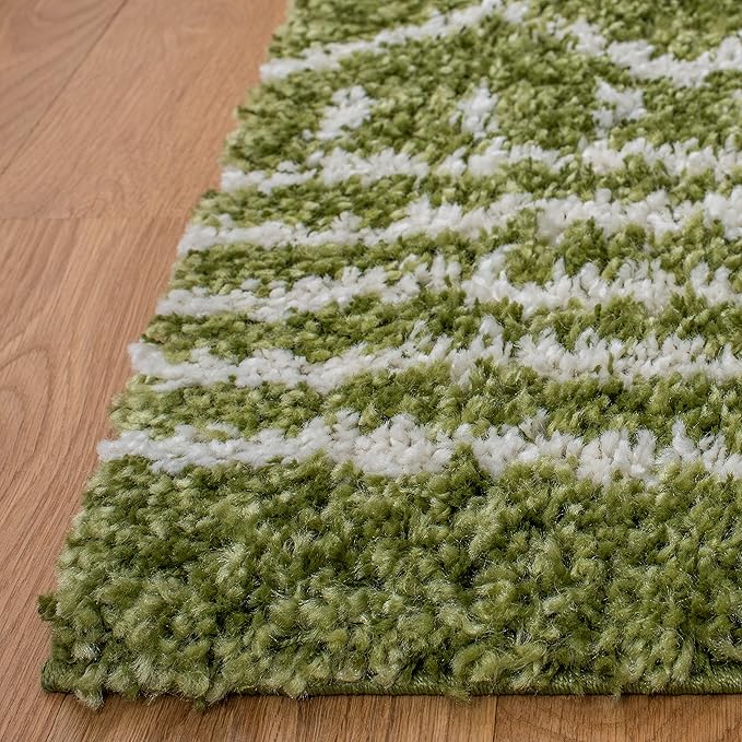 SAFAVIEH Arizona Shag Collection Area Rug - 10' x 14', Green & Ivory, Moroccan Design, Non-Shedding & Easy Care, 1.6-inch Thick, Ideal for The Living Room, Dining, Bedroom (ASG741X)