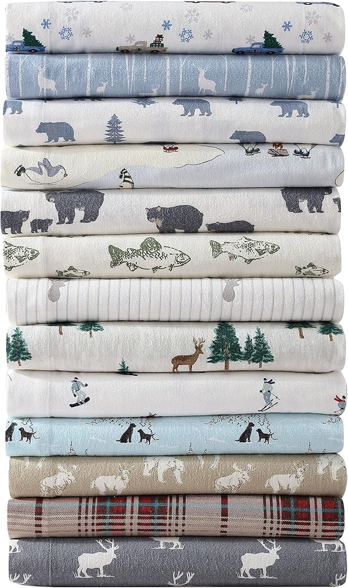 Eddie Bauer - Twin Sheets, Cotton Flannel Bedding Set, Brushed For Extra Softness, Cozy Home Decor (Rookeries, Twin)