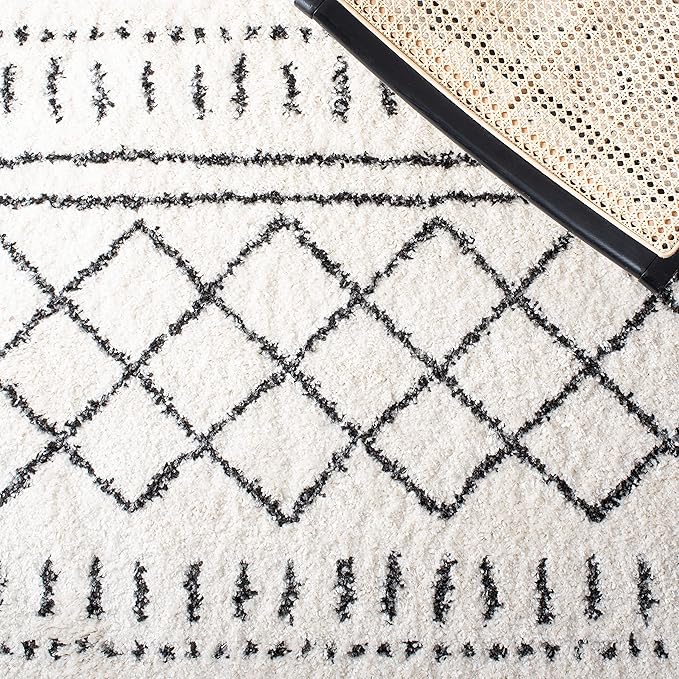 SAFAVIEH Arizona Shag Collection Area Rug - 2'3" x 22' Runner, Ivory & Black, Non-Shedding & Easy Cleaning, Plush Thick Pile, Ideal for Living Room, Bedroom, Dining Space (ASG741Z)