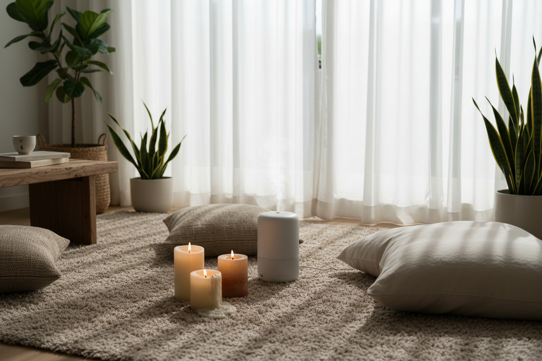 Soft Light & Slow Living: Designing a Calm Corner with Rugs, Candles & Diffusers
