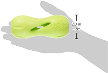 West Paw Zogoflex Qwizl Dog Puzzle Treat Toy – Interactive Chew Toy for Dogs – Dispenses Pet Treats – Brightly-Colored Dog Enrichment Toy for Aggressive Chewers, Fetch, Catch, Small 5.5", Granny Smith-Mewly Pet