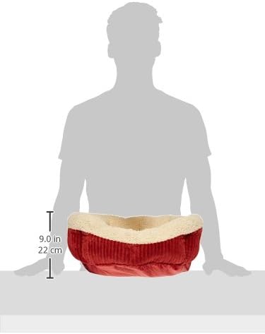 Petmate Aspen Pet Self Warming Round Bed, 19.5 Inches, Barn Red and Cream-Mewly Pet