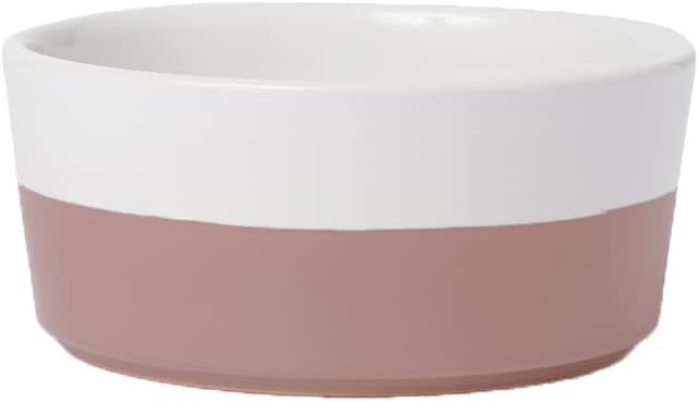 Waggo Dipper Ceramic Dog Bowl for Small and Large Breeds - Heavyweight and Durable Pet Food and Water Dish Crock, Dishwasher Safe, Modern (Mauve, Small)-Mewly Pet