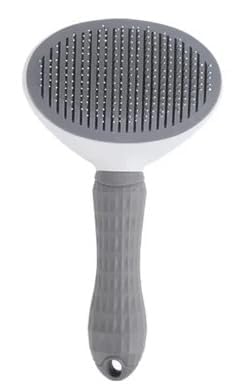 HUWEIHUA Cleaning Slicker Brush Clean Pets, Dog Cat Bunny Pet Grooming with Ergonomic Handle, Self-Cleaning Slicker for Dogs and Cats, Gray-Mewly Pet